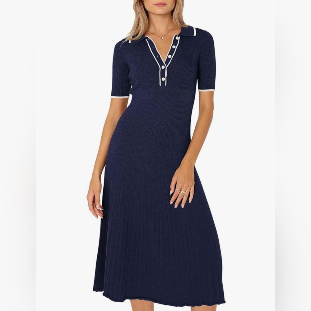Elegant Sweater Dress Navy Size Small S